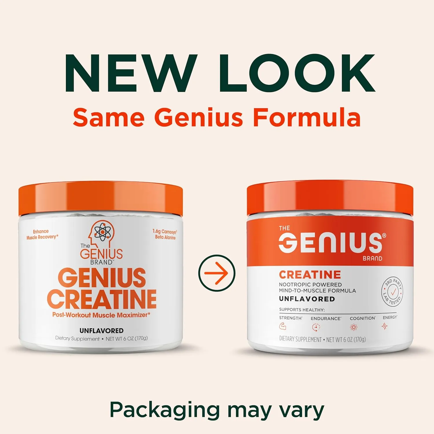 Genius Micronized Creatine Monohydrate Powder, Post Workout Supplement, Unflavored - 100% Naturally Flavored & Sweetened - Supports Muscle Building, Cellular Energy & Cognitive Function – 170g