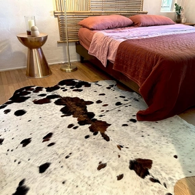 Genuine Cowhide Rug - Natural Leather Hide Rugs for Living Room & Area Rug for Bedroom - Real Cowhide Rug for Rustic Home Decor - Light Tricolor Cowhides Rugs Collection
