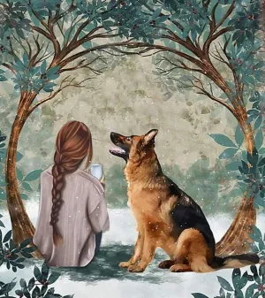German Shepherd 1000 Pieces Puzzle for Adult - Once Upon A Time There was A Girl Dog Lovers Wooden Jigsaw Puzzles Challenging Educational Fun Interactive Toys for Family Creative Gift