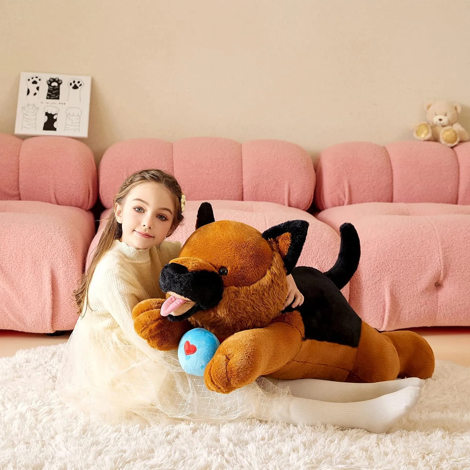 Giant German Shepherd Dog Stuffed Animal Plush Soft Toy,30" Large Cuddly Puppy Toys Jumbo Cute Big Size Huge Plushy Plushie,Birthday Gifts for Kid