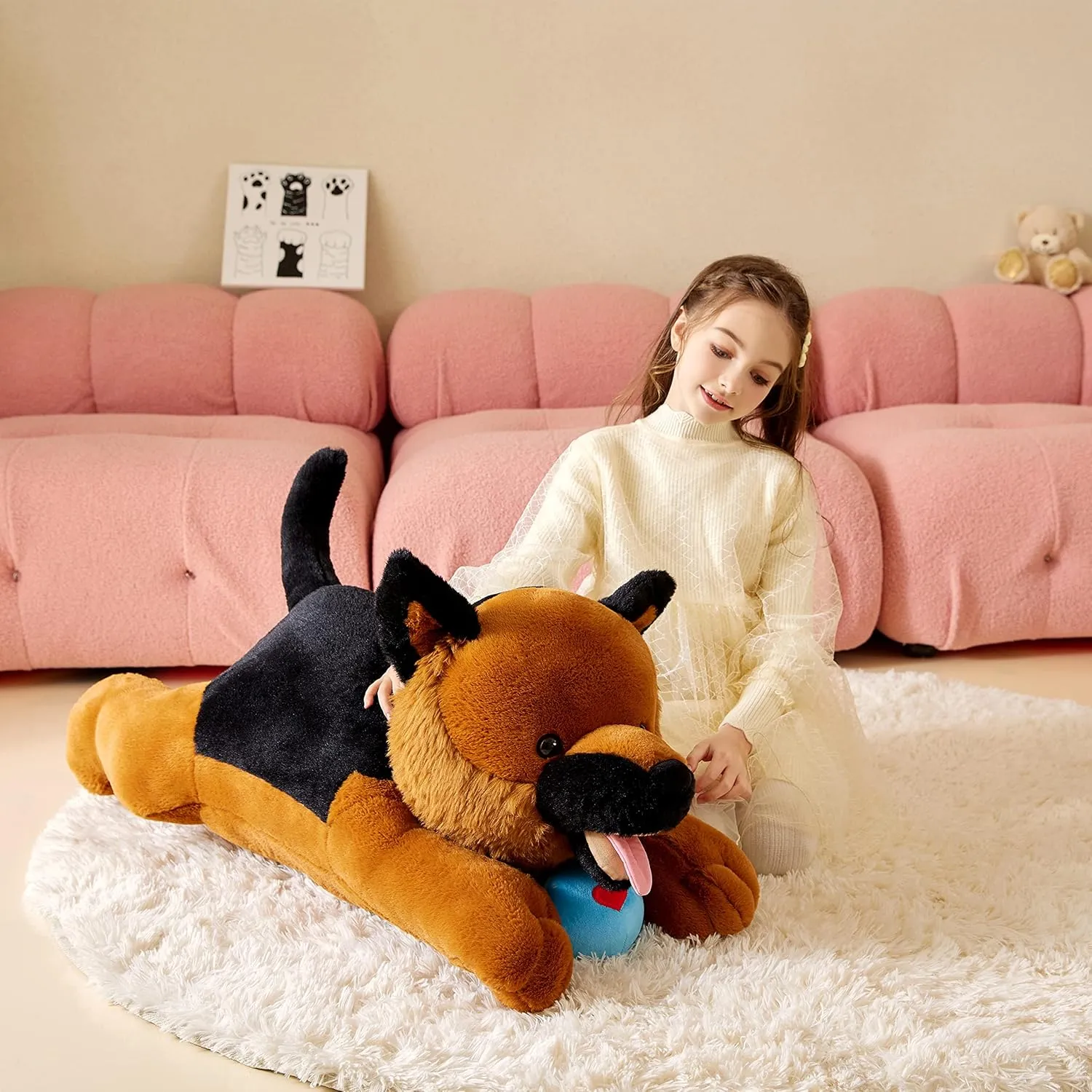 Giant German Shepherd Dog Stuffed Animal Plush Soft Toy,30" Large Cuddly Puppy Toys Jumbo Cute Big Size Huge Plushy Plushie,Birthday Gifts for Kid