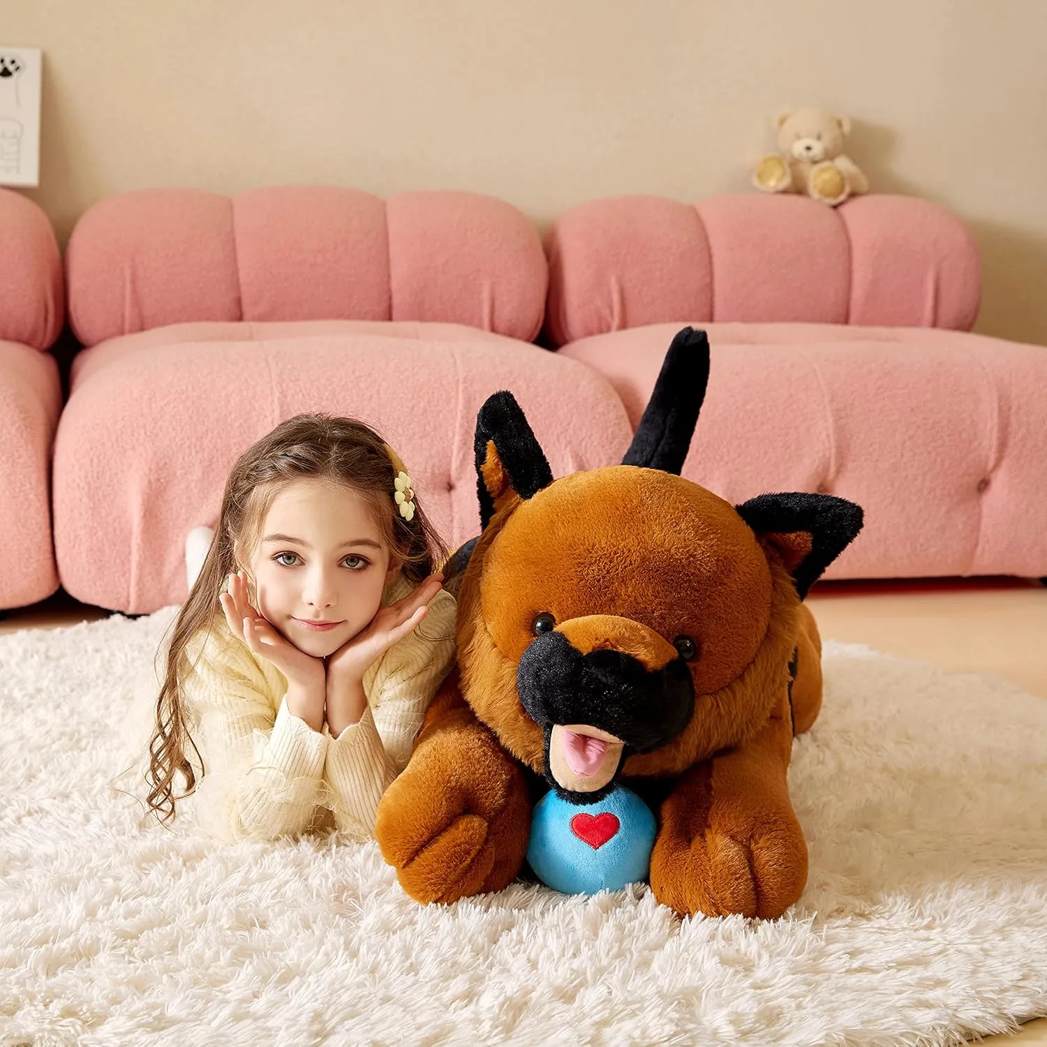 Giant German Shepherd Dog Stuffed Animal Plush Soft Toy,30" Large Cuddly Puppy Toys Jumbo Cute Big Size Huge Plushy Plushie,Birthday Gifts for Kid