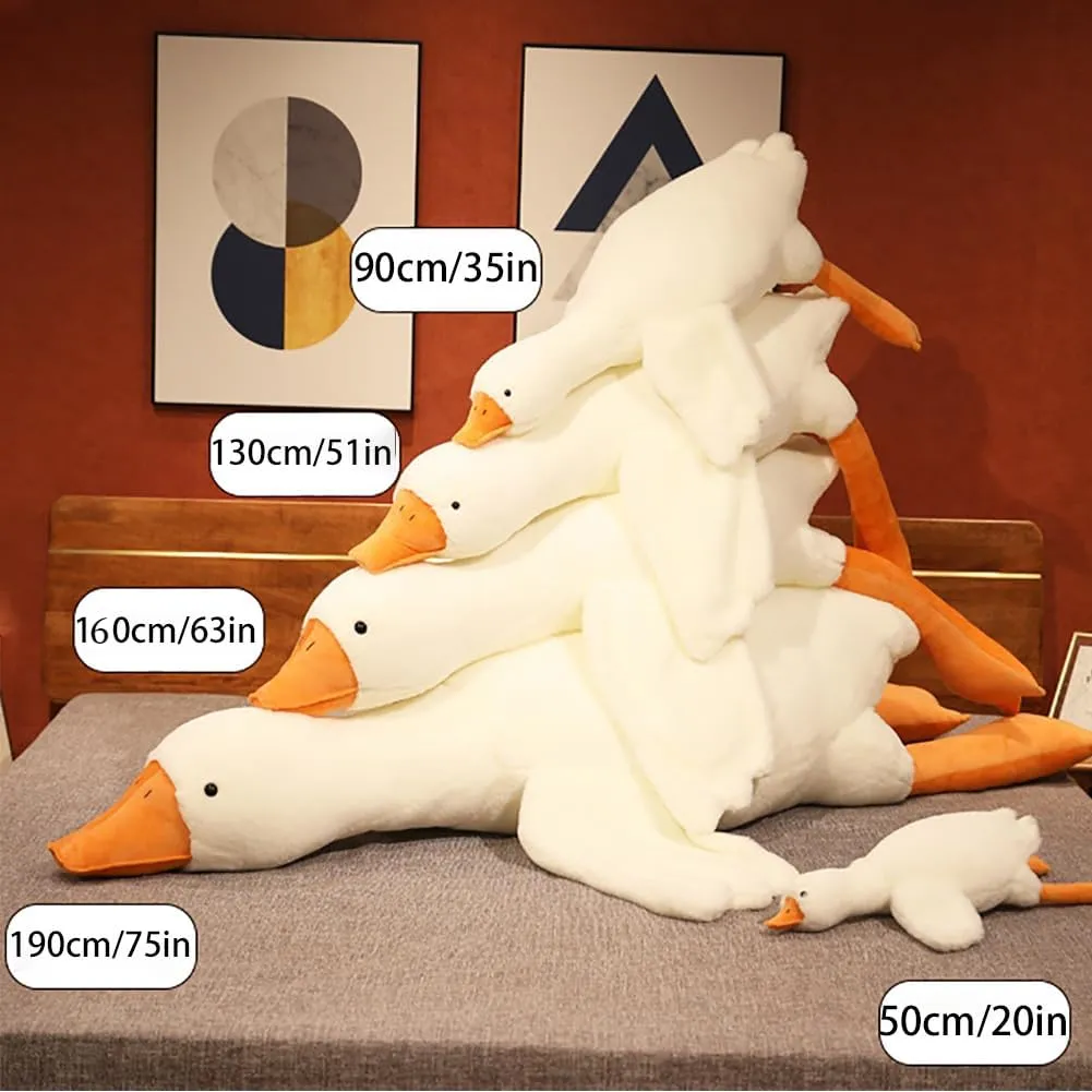 Giant White Goose Plush-51 in Soft Furry Swan Stuffed Animal Pillow,Huge Goose Plush Hugging Pillow Gifts for Every Age (51 in)