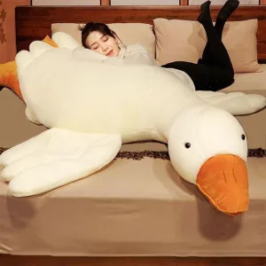 Giant White Goose Plush-51 in Soft Furry Swan Stuffed Animal Pillow,Huge Goose Plush Hugging Pillow Gifts for Every Age (51 in)