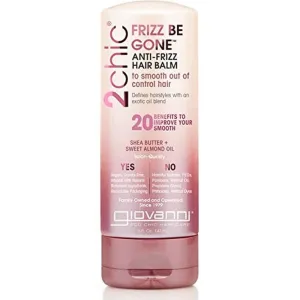 GIOVANNI 2chic Frizz Be Gone Anti-Frizz Hair Balm - Natural Hair Smoothing Formula with Shea Butter & Sweet Almond Oil, Macadamia, Color Safe, Vegan - 5 oz