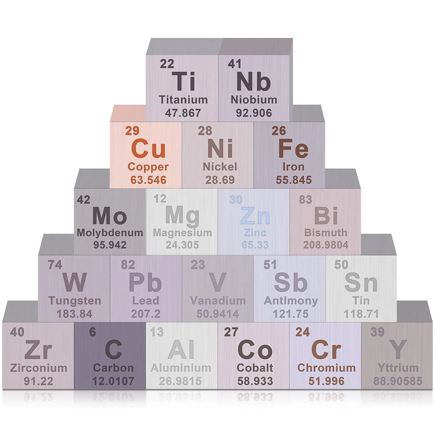 Gisafai 20 Pcs Element Cube Set 0.39 Inches Periodic Table of Elements Pure Tungsten Cube Molybdenum Titanium Copper Iron Niobium Tin Cobalt Suitable for Collection Christmas Gift