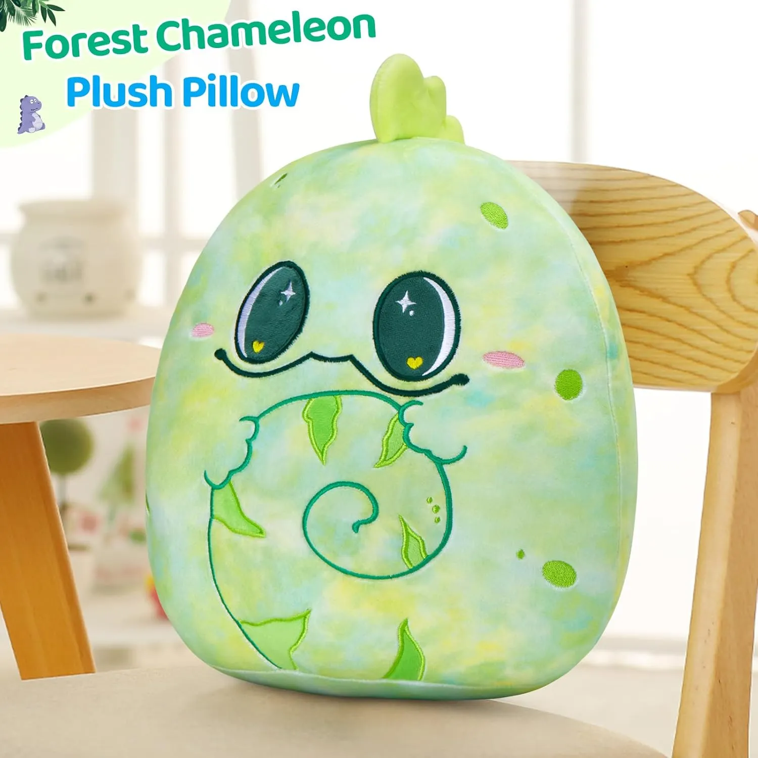 Glow Guards Original 12" Chameleon Plush Pillow Cute Lizard Stuffed Animal Soft Chameleon Plush Toy Stuffed Animals Lizard Birthday Gift for Boys Girls Kids,Tropical Rainforest Green Chameleon