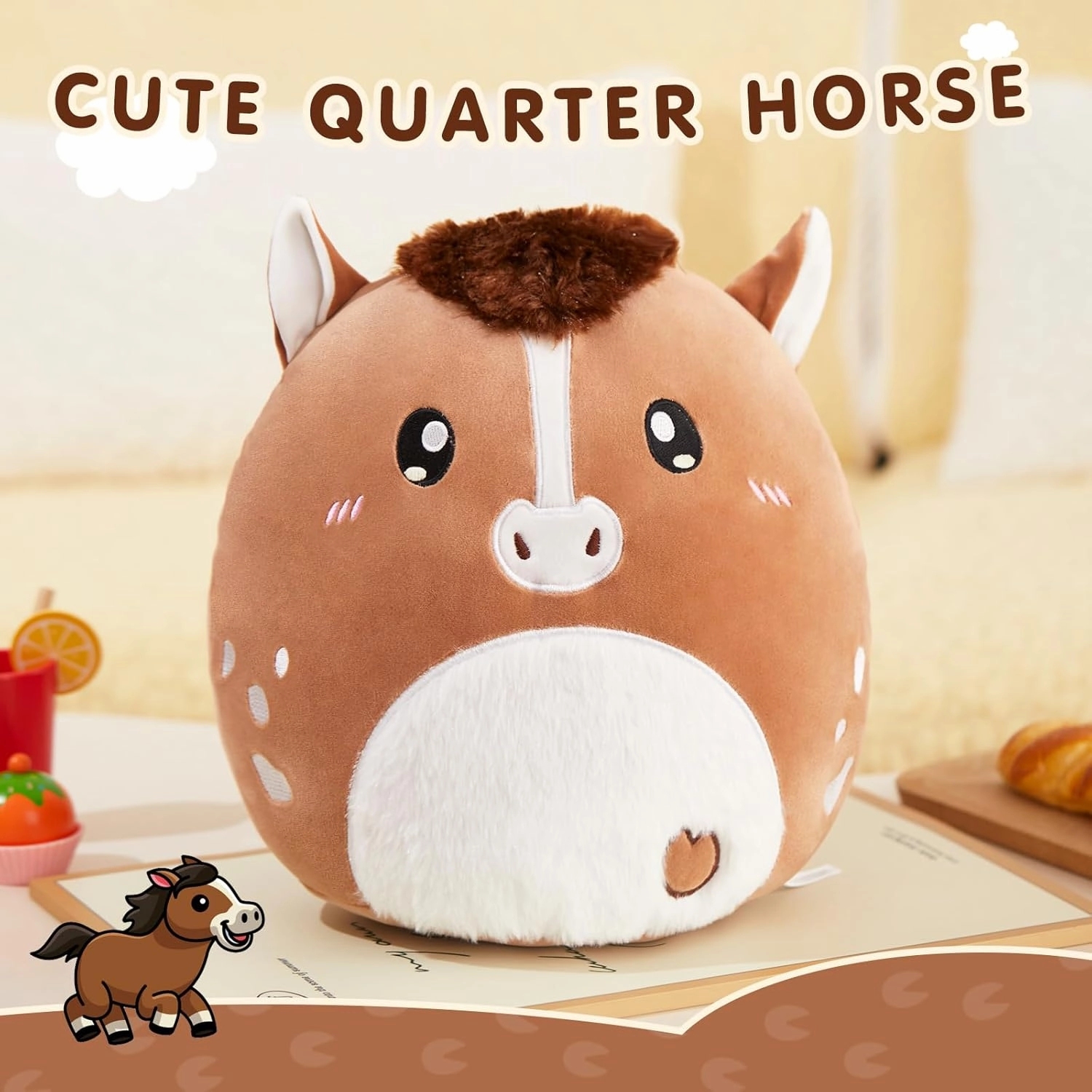 Glow Guards 12-Inch Quarter Horse Plush Pillow Cute Horse Stuffed Animal Soft Plush Toy Stuffed Animals Birthday Gift for Boys Girls Kids