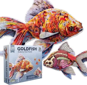 Goldfish Animal Anatomy Floor Puzzle | 100-Piece Double Sided Jigsaw Puzzle | Large-Sized, Over 4 Feet Scientifically Accurate Illustration - Fun and Educational Toy for Kids, Toddlers and Families