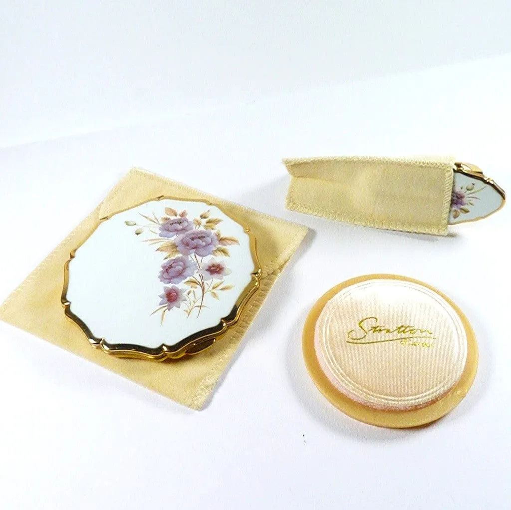 Gorgeous Unused Stratton Vanity Set In Original Case LILAC MUSK 1990s