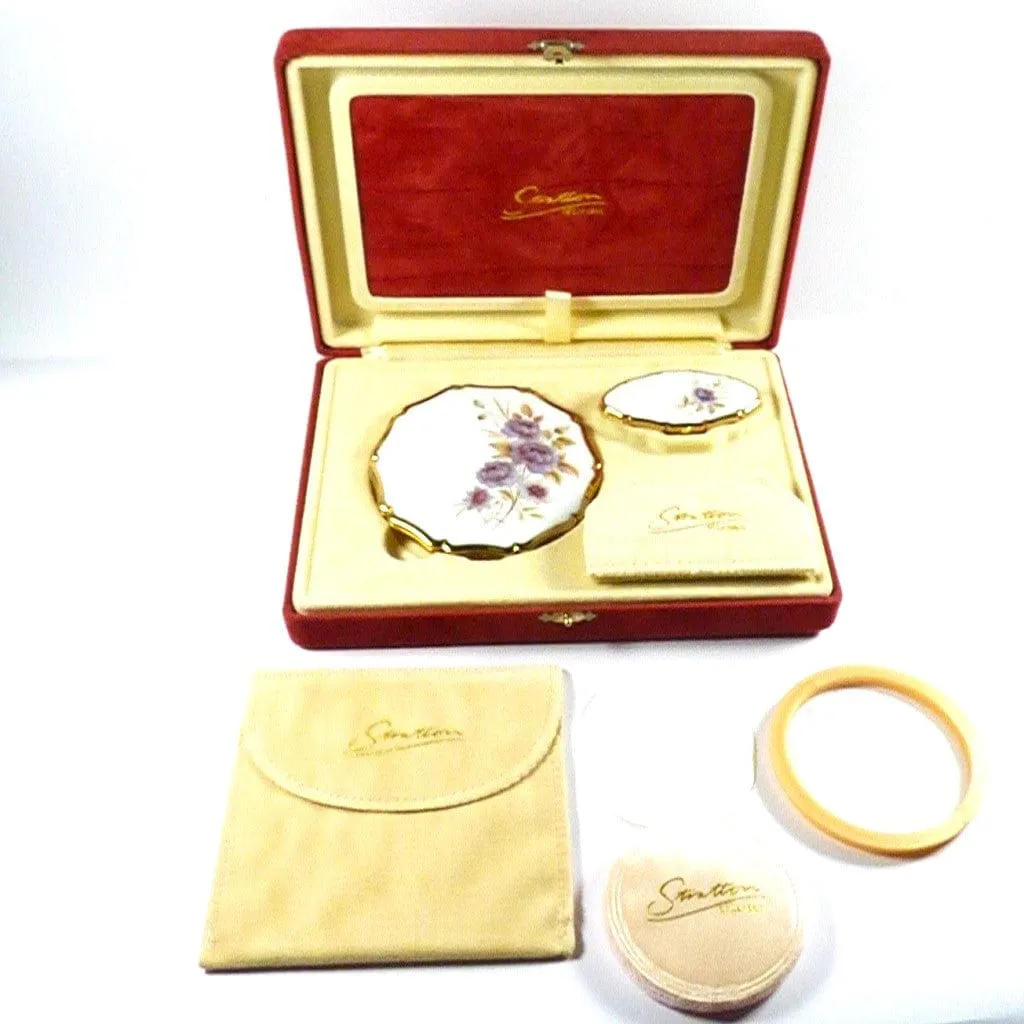 Gorgeous Unused Stratton Vanity Set In Original Case LILAC MUSK 1990s