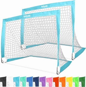 GoSports 4 x 3 ft Portable Soccer Goals for Kids - 13 Colors - Set of 2 Team Tone Pop Up Nets for Backyard
