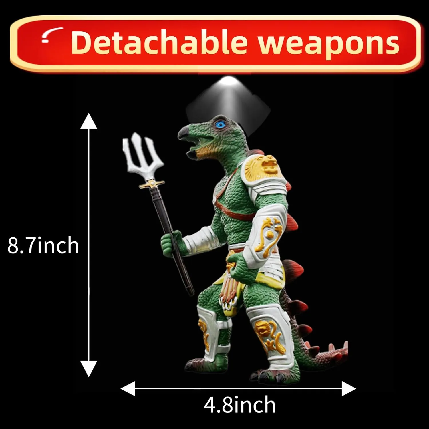 Green 8 X 5-inch Large Dinosaur Toy, Detachable Random Weapon, Children's Dinosaur Toy, 3-5 Year Old boy Toy, Dinosaur Toy with Movable Joints