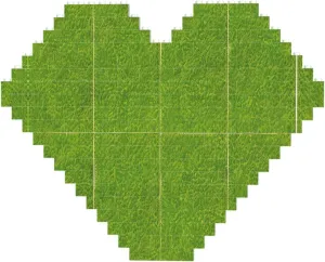 Green Grassland Print Building Brick Block Puzzle - Heart Shaped Picture Puzzles, Wooden Picture Jigsaw Puzzles Set
