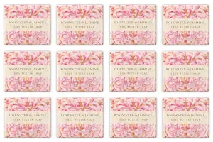 Greenwich Bay ROSEWATER JASMINE Scented Bar Soaps - 12 Pack of Mini 1.9 oz. Botanical Scented Bars - Perfect for Guest Bath, Airbnb, Salon, Spa, Hotel - Elegant Wrappers