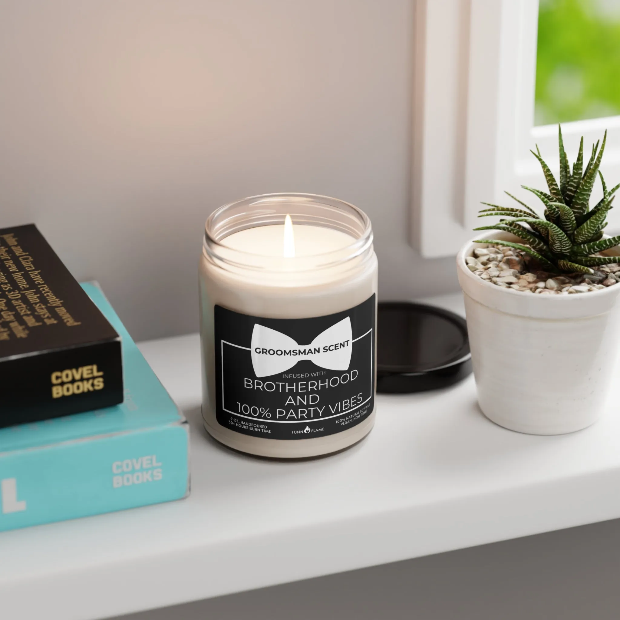 Groomsman Gift Candle Funny Brotherhood Bachelor Party Best Man Gift (A) 100% Vegan Soy Wax Scented Candle, Eco-Friendly