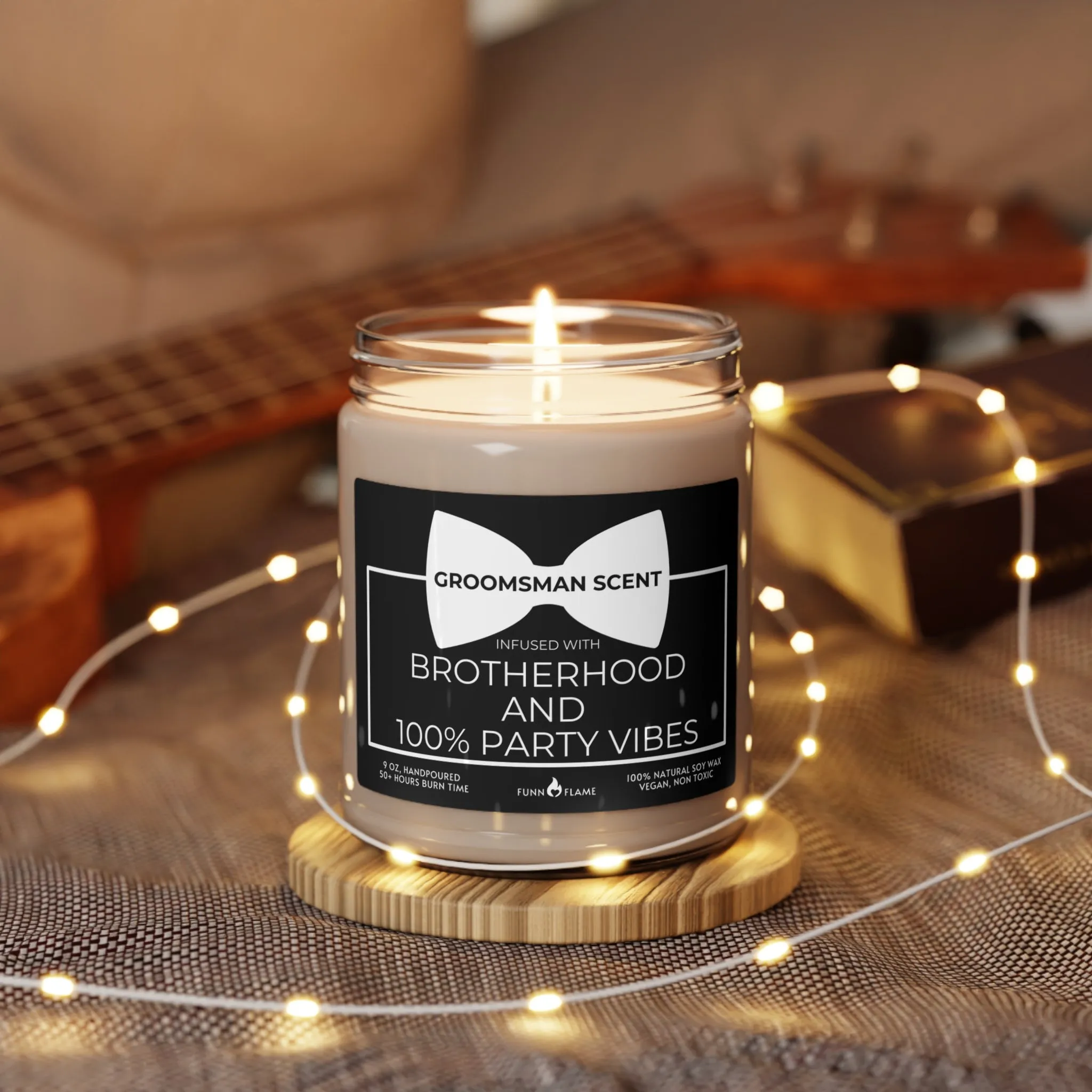 Groomsman Gift Candle Funny Brotherhood Bachelor Party Best Man Gift (A) 100% Vegan Soy Wax Scented Candle, Eco-Friendly