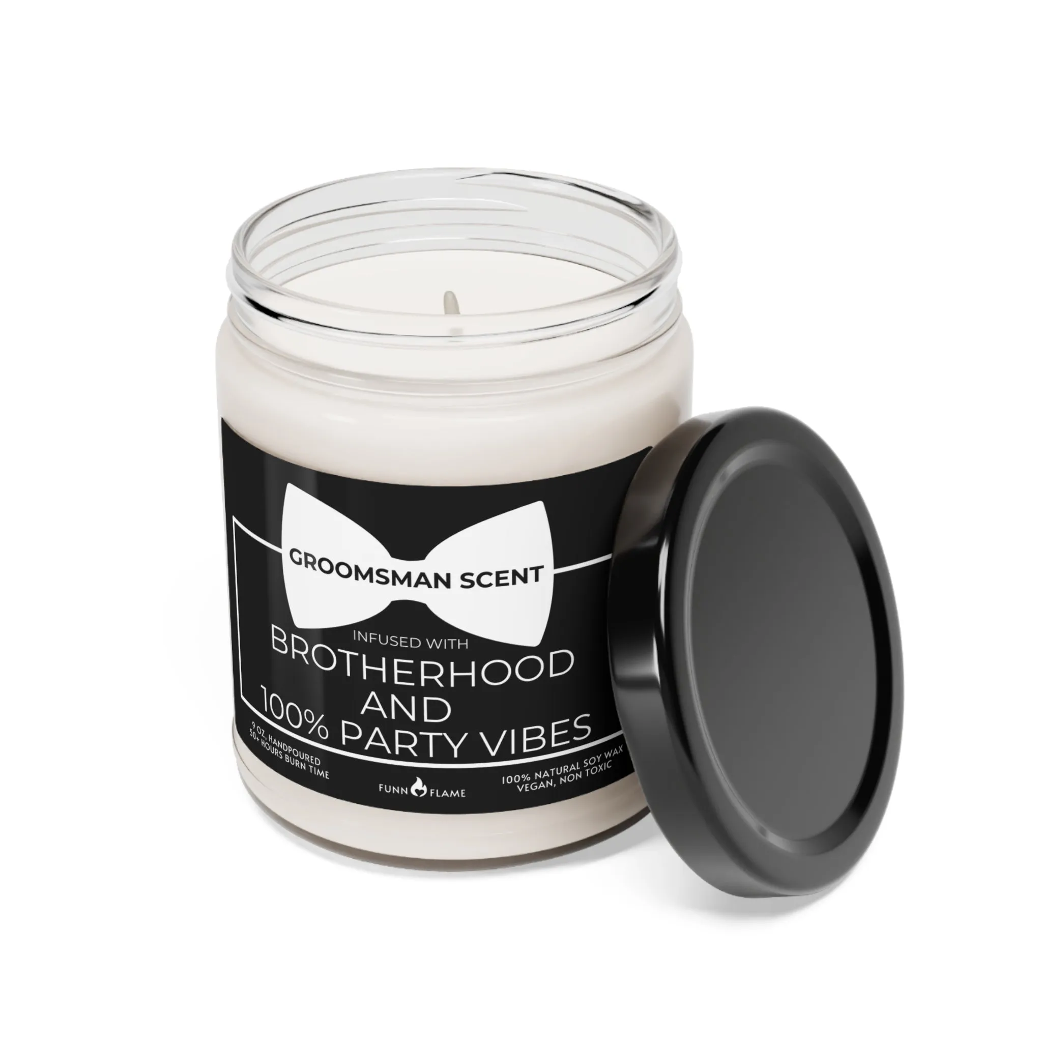 Groomsman Gift Candle Funny Brotherhood Bachelor Party Best Man Gift (A) 100% Vegan Soy Wax Scented Candle, Eco-Friendly