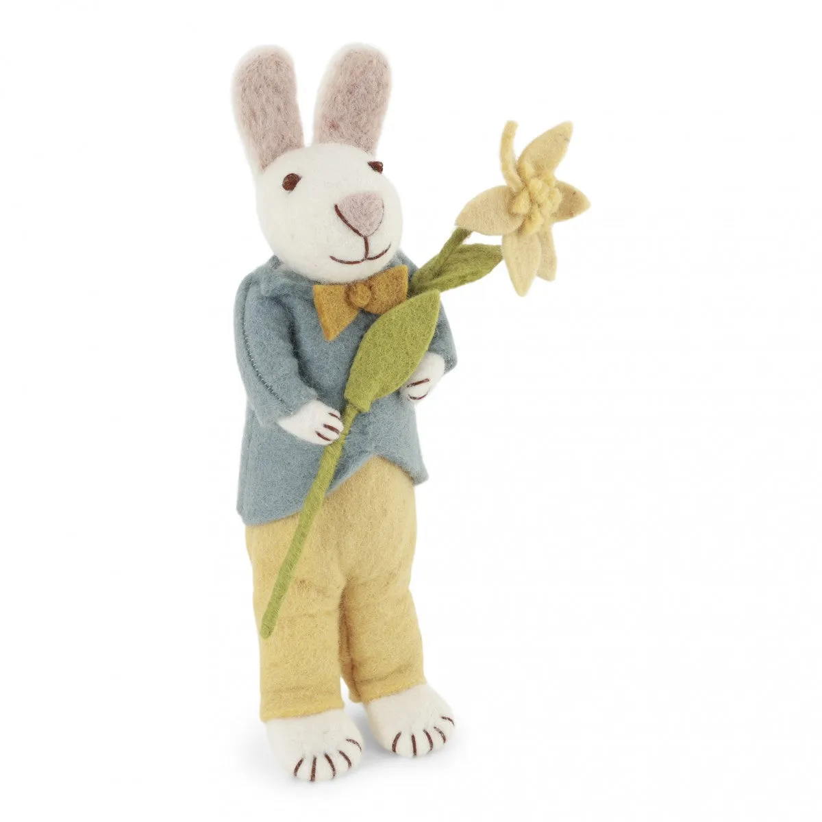 Gry & Sif - Bunny with Blue Jacket & Narcissus Flower