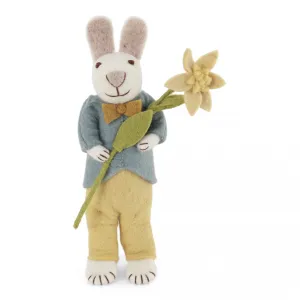 Gry & Sif - Bunny with Blue Jacket & Narcissus Flower