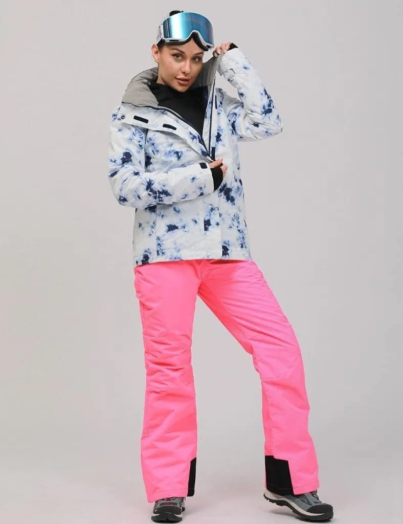 GS SNOWING Women's Ski Jackets and Pants Set Windproof Waterproof Colorful Snowboard Snowsuit