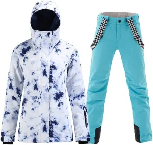 GS SNOWING Women's Ski Jackets and Pants Set Windproof Waterproof Colorful Snowboard Snowsuit