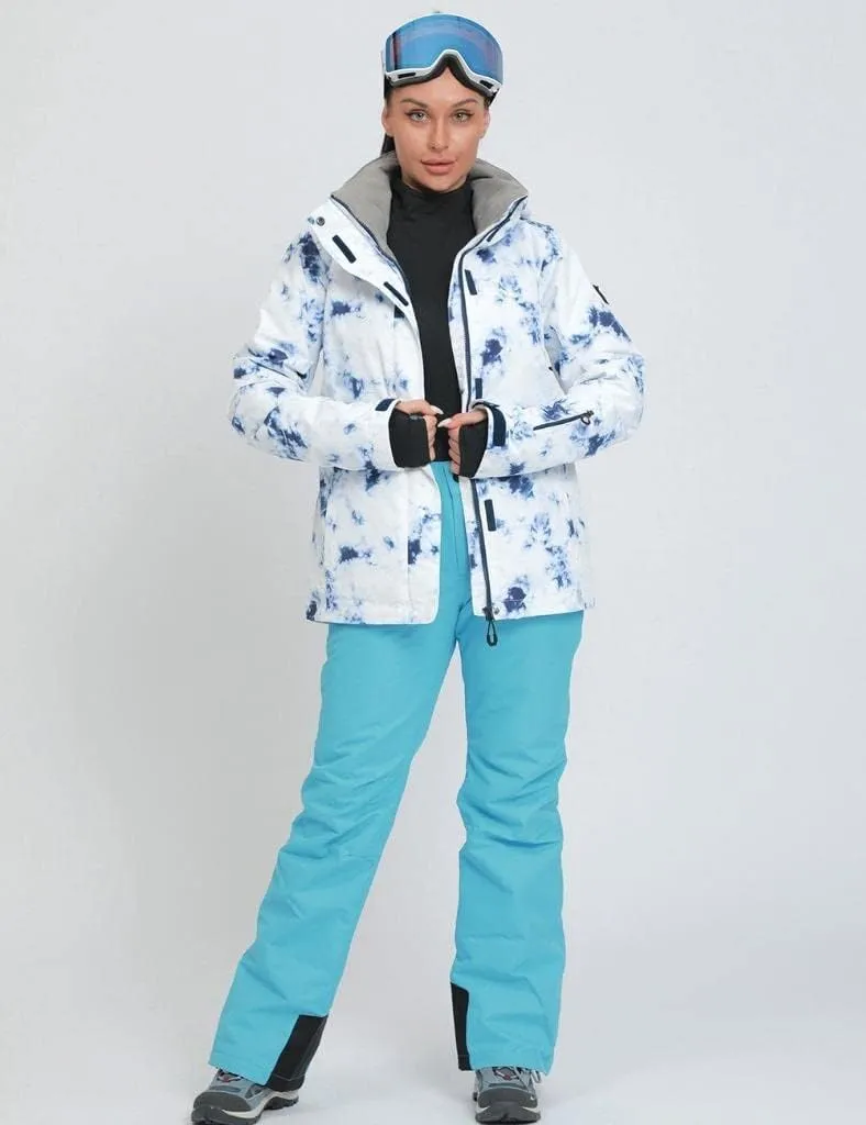 GS SNOWING Women's Ski Jackets and Pants Set Windproof Waterproof Colorful Snowboard Snowsuit