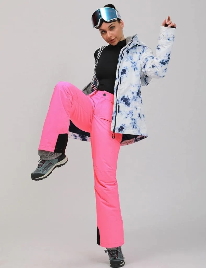 GS SNOWING Women's Ski Jackets and Pants Set Windproof Waterproof Colorful Snowboard Snowsuit