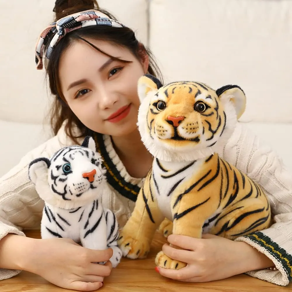 GUDVES Stuffed Toy, Tigers Plush Animal - White Tiger, 11.8 in Polyester, Lifelike Stuffed Animal for Boy Baby, Kids Toy