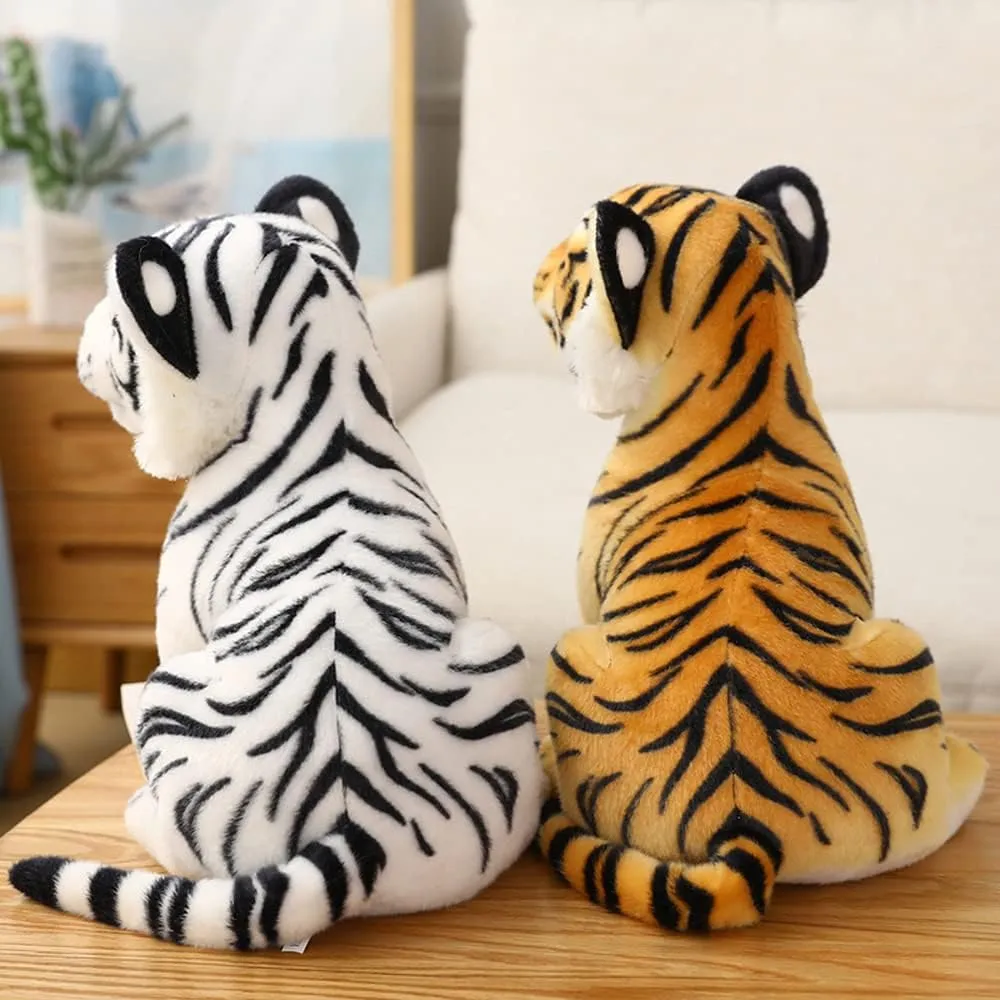 GUDVES Stuffed Toy, Tigers Plush Animal - White Tiger, 11.8 in Polyester, Lifelike Stuffed Animal for Boy Baby, Kids Toy