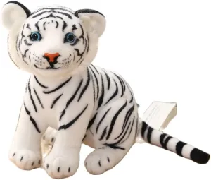 GUDVES Stuffed Toy, Tigers Plush Animal - White Tiger, 11.8 in Polyester, Lifelike Stuffed Animal for Boy Baby, Kids Toy