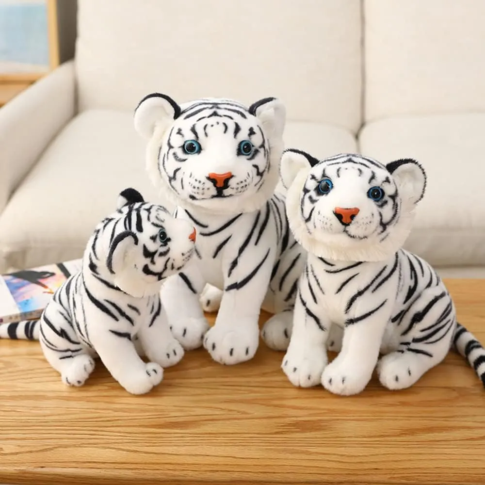 GUDVES Stuffed Toy, Tigers Plush Animal - White Tiger, 11.8 in Polyester, Lifelike Stuffed Animal for Boy Baby, Kids Toy
