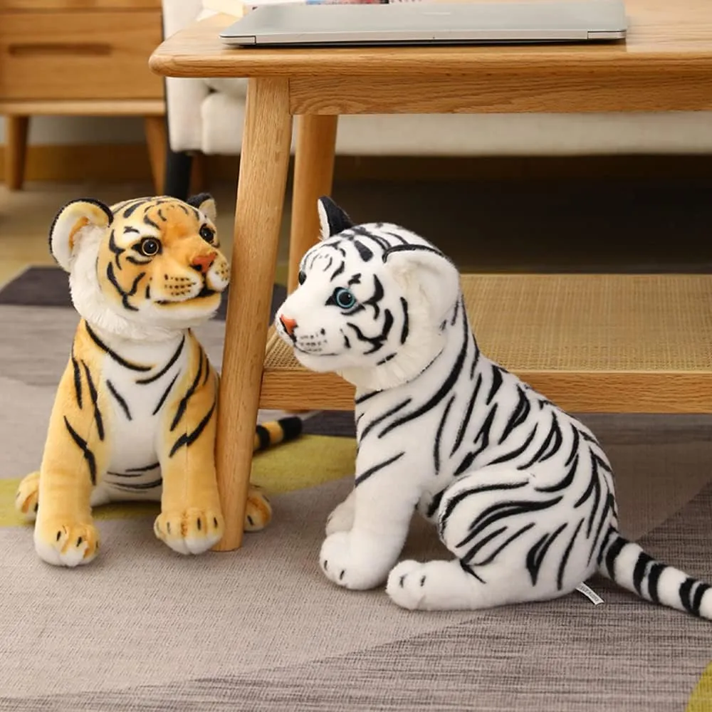 GUDVES Stuffed Toy, Tigers Plush Animal - White Tiger, 11.8 in Polyester, Lifelike Stuffed Animal for Boy Baby, Kids Toy