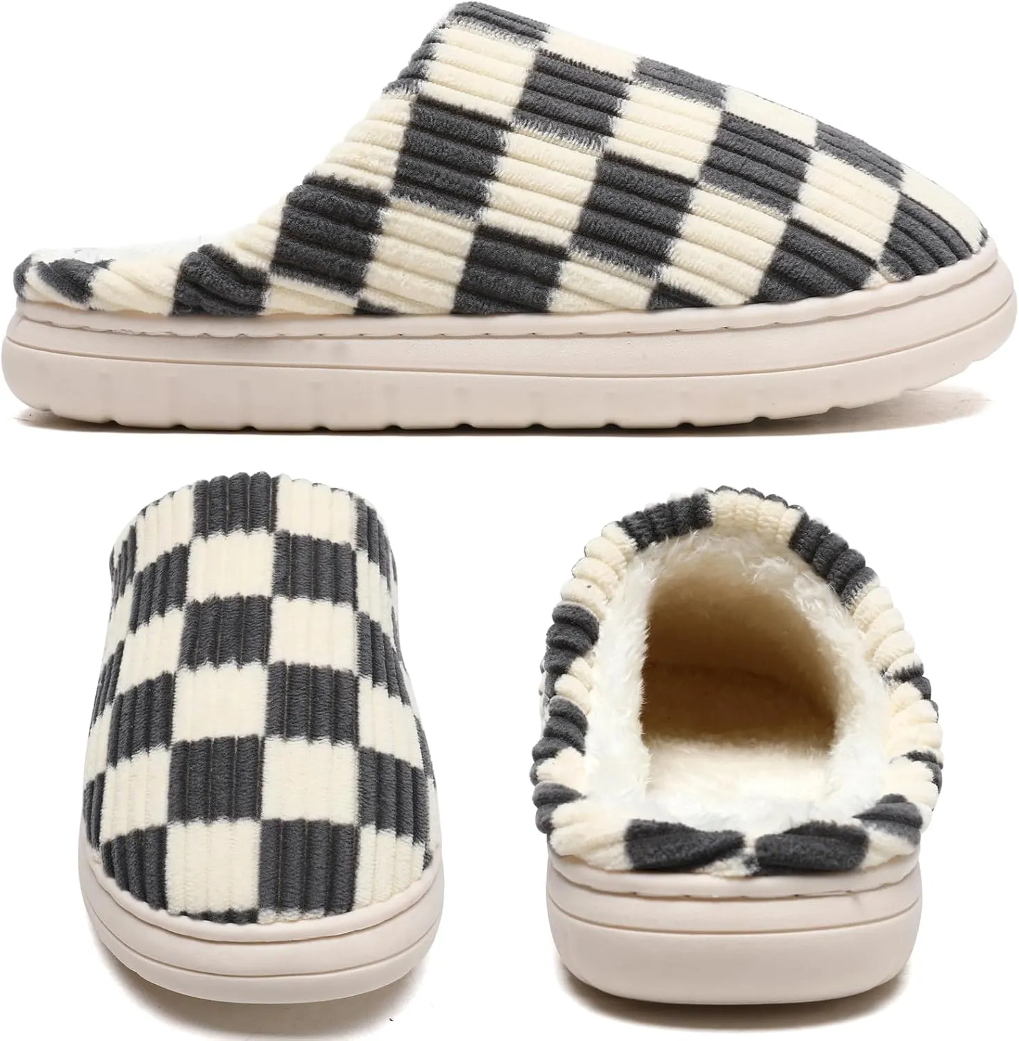 Guyarns House Slippers for Women & Men - Fuzzy, Casual Indoor/Outdoor Shoes with Memory Foam & Faux Fur Lining