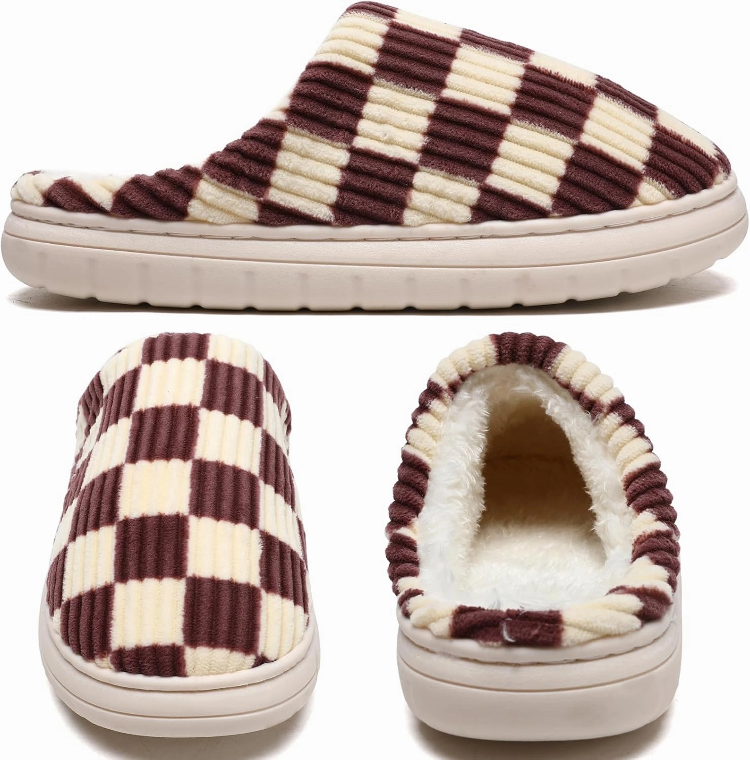 Guyarns House Slippers for Women & Men - Fuzzy, Casual Indoor/Outdoor Shoes with Memory Foam & Faux Fur Lining