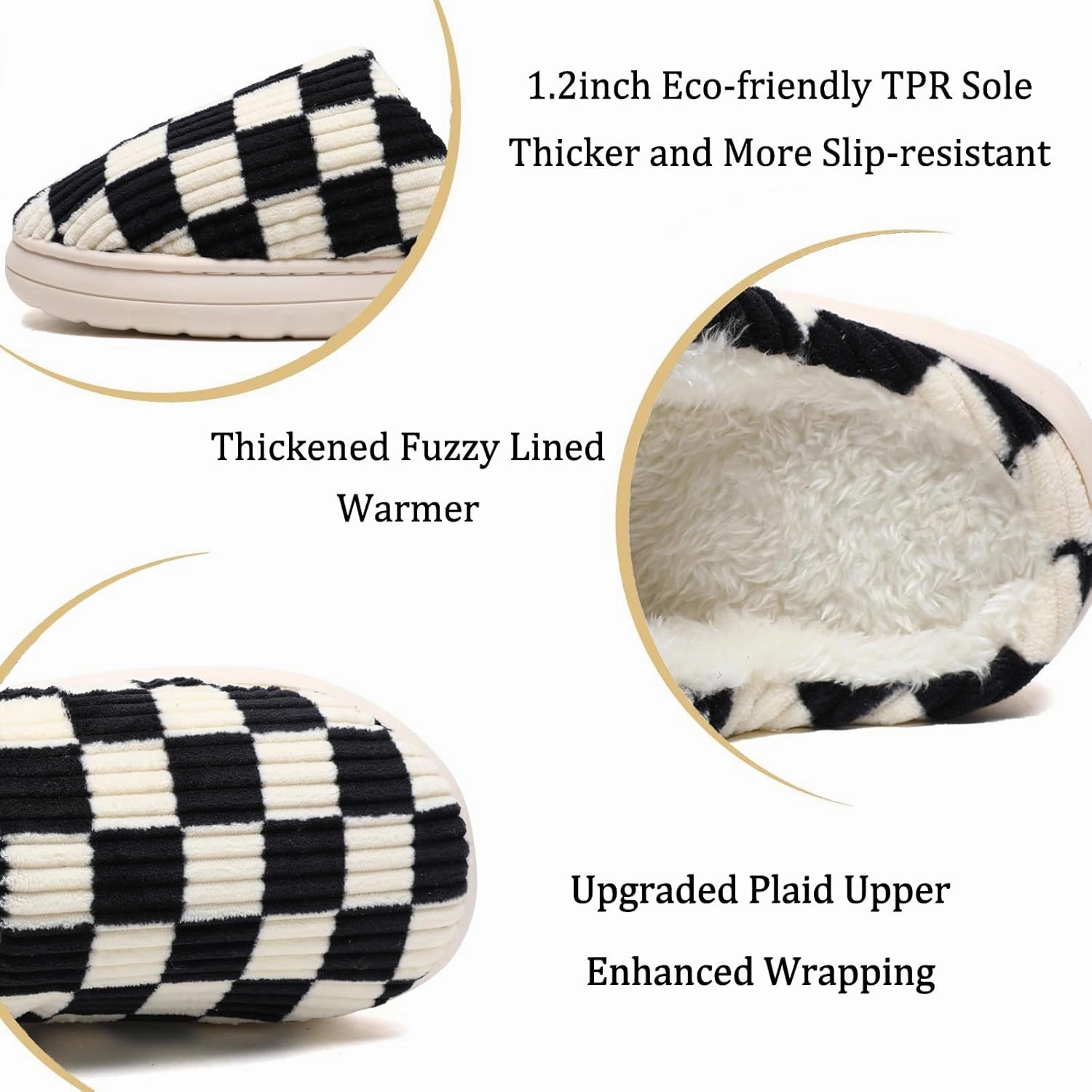 Guyarns House Slippers for Women & Men - Fuzzy, Casual Indoor/Outdoor Shoes with Memory Foam & Faux Fur Lining