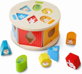 HABA Favorite Animals Wooden Shape Sorting Puzzle Box with 5 Colorful Shapes - Ages 12 Months  