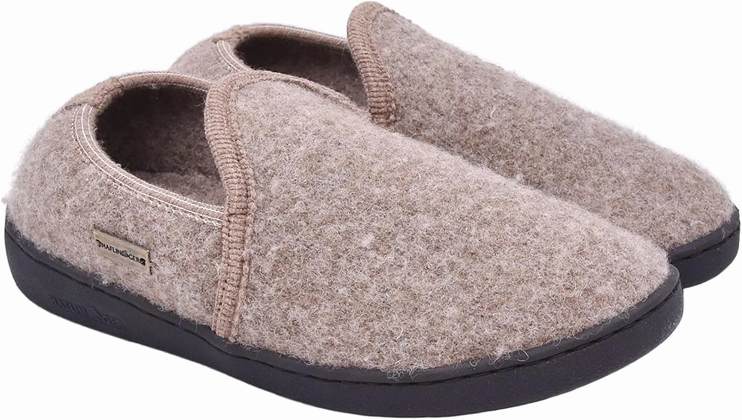 HAFLINGER Unisex Atb II Warm Wool Breathable Moisture-Wicking Closed-Back House Slippers with Slip-Resistant Rubber Outsole