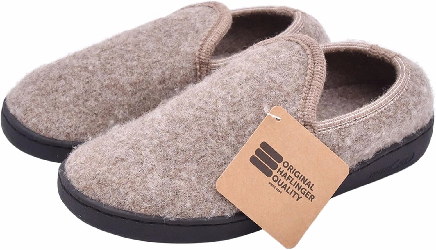 HAFLINGER Unisex Atb II Warm Wool Breathable Moisture-Wicking Closed-Back House Slippers with Slip-Resistant Rubber Outsole