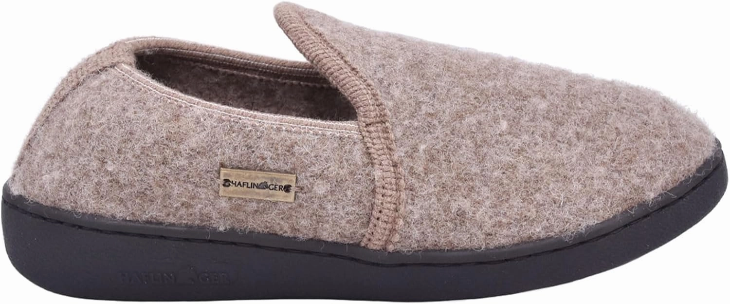 HAFLINGER Unisex Atb II Warm Wool Breathable Moisture-Wicking Closed-Back House Slippers with Slip-Resistant Rubber Outsole