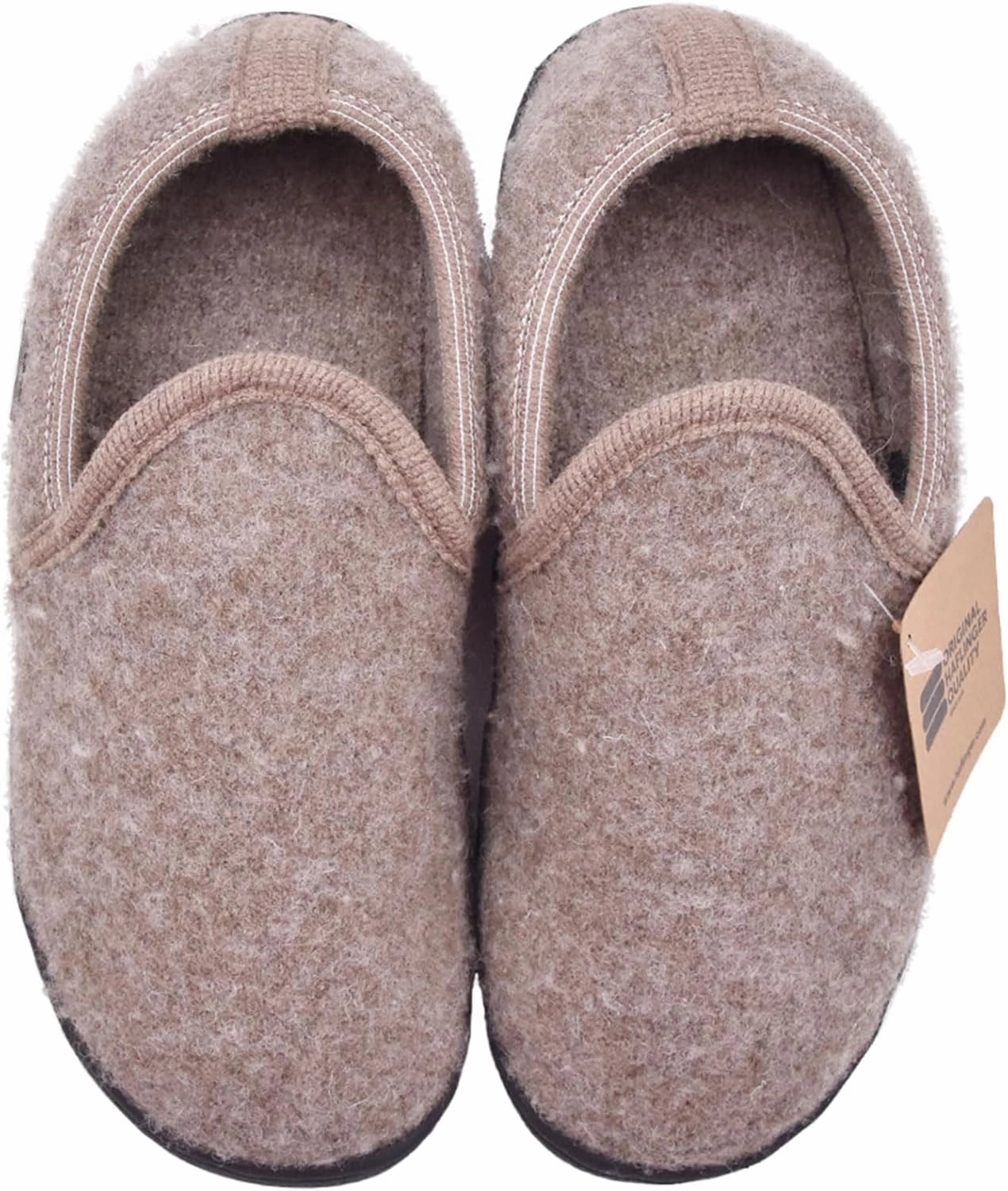 HAFLINGER Unisex Atb II Warm Wool Breathable Moisture-Wicking Closed-Back House Slippers with Slip-Resistant Rubber Outsole