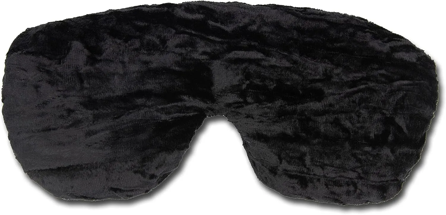 Handmade Opulence Eye Mask Pillow - Weighted Flaxseed Fill, Unscented, Satin & Velvet, Adjustable Strap - Ideal for Meditation & Restful Sleep - Black - TEMF-BK