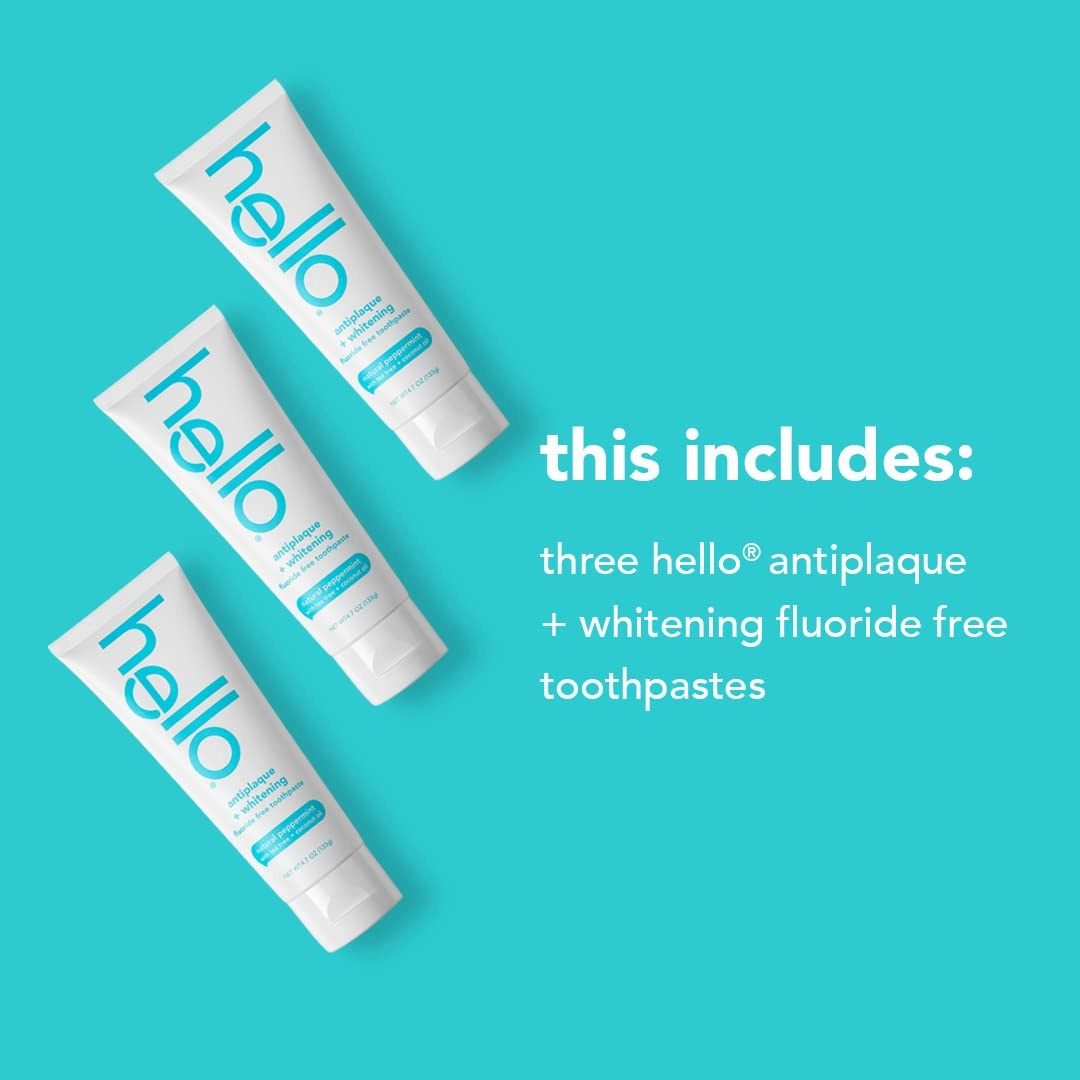 Hello Antiplaque Toothpaste, Fluoride Free for Teeth Whitening with Natural Peppermint Flavor & Activated Charcoal Fresh and Clean Deodorant for Women   Men, Aluminum Free, Baking Soda Free
