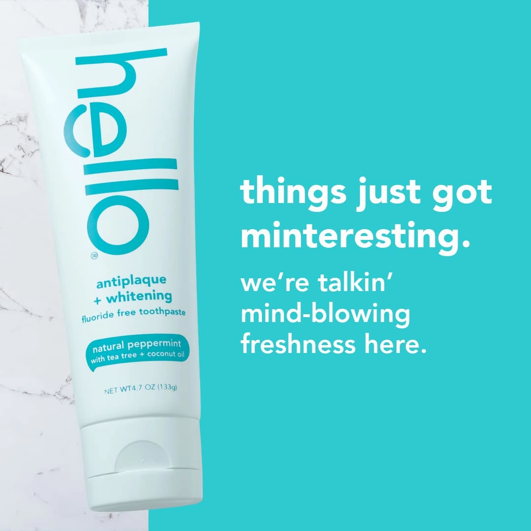 Hello Antiplaque Toothpaste, Fluoride Free for Teeth Whitening with Natural Peppermint Flavor & Activated Charcoal Fresh and Clean Deodorant for Women   Men, Aluminum Free, Baking Soda Free