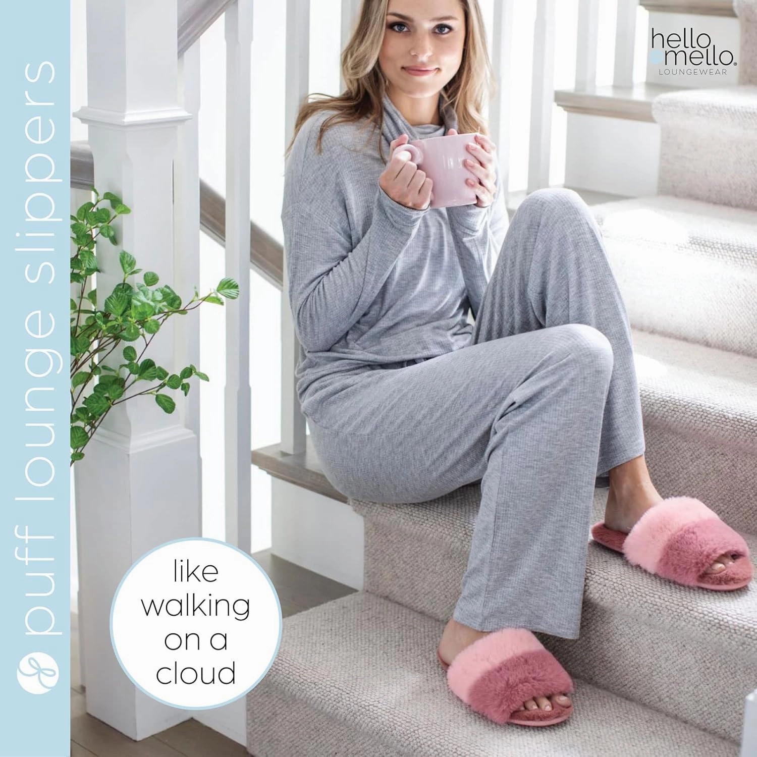 Hello Mello Cotton Candy Stylish Comfy Eco-Friendly Indoor Outdoor Super Plush Open Toe Puff Slippers for Women and Girls