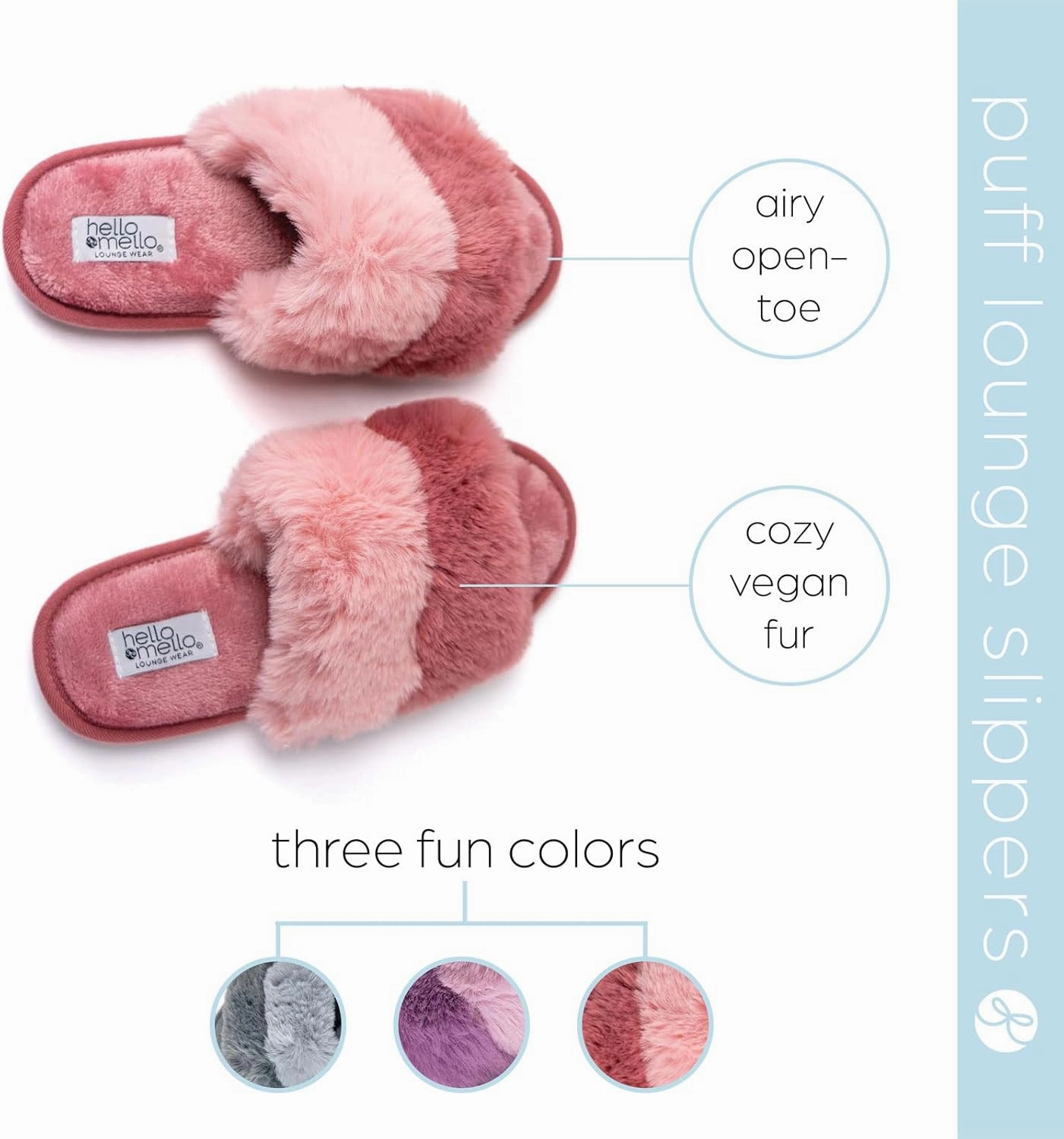 Hello Mello Cotton Candy Stylish Comfy Eco-Friendly Indoor Outdoor Super Plush Open Toe Puff Slippers for Women and Girls