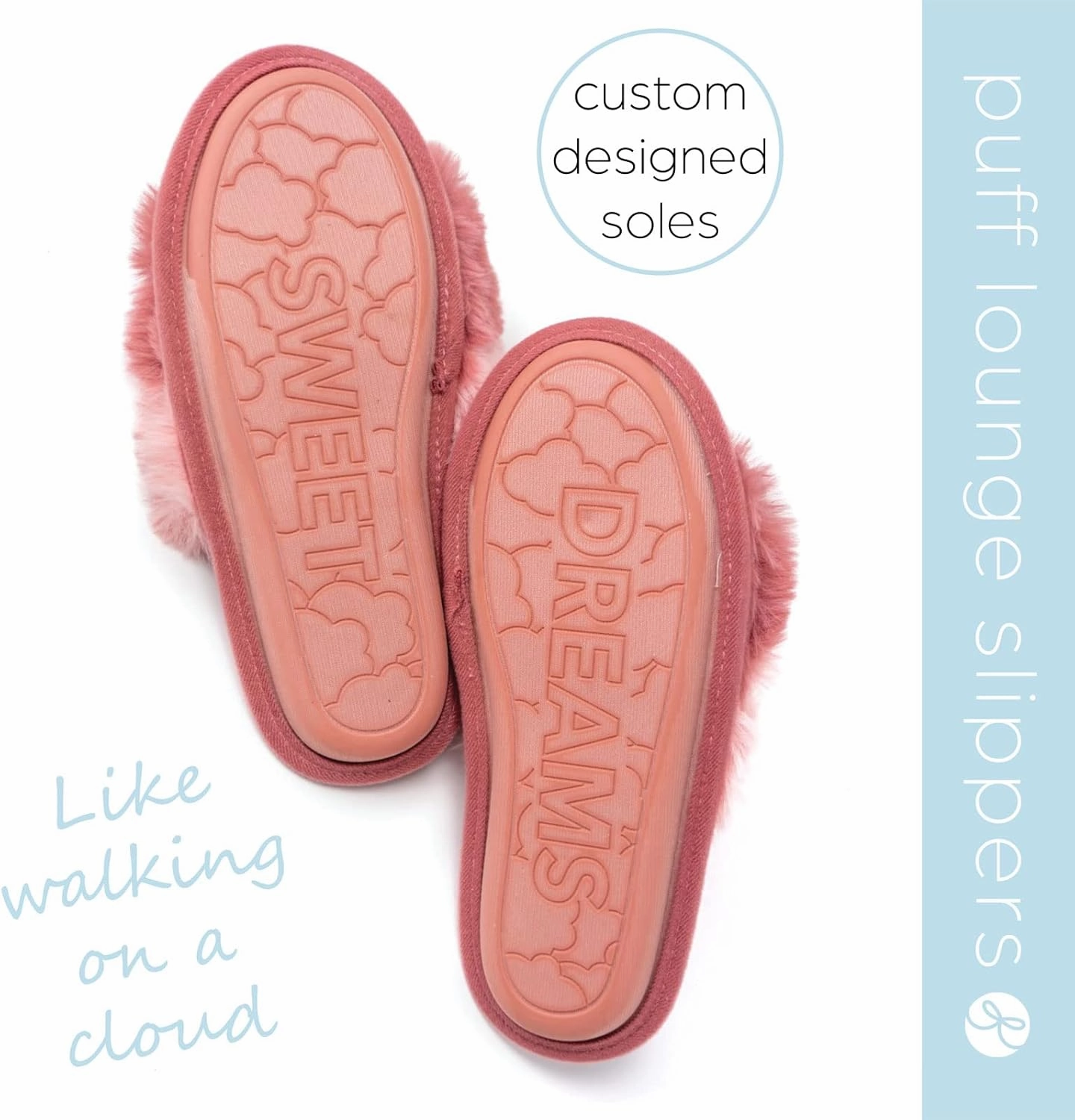 Hello Mello Cotton Candy Stylish Comfy Eco-Friendly Indoor Outdoor Super Plush Open Toe Puff Slippers for Women and Girls