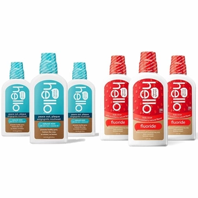 Hello Peace Out Plaque Antigingivitis Alcohol Free Mouthwash Pack of 3, Hello Kids Wild Strawberry Natural Flavor Anticavity Fluoride Rinse Pack of 3