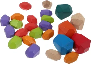 Hemoton 24Pcs Wooden Stone Block Stacking Building Blocks for Preschool Learning Safe and Plaything for Imaginative Play Cognition Development