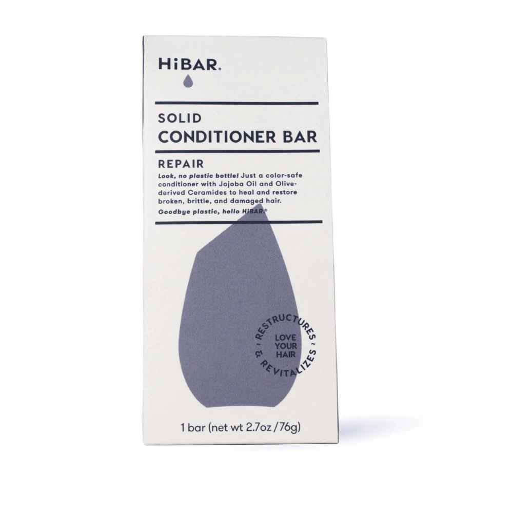 HiBAR - Repair Conditioner Bar - For Damaged, Broken, Brittle Hair - Restore & Nourish - With Quinoa Protein & Jojoba Oil - Plastic-Free - Soap, Paraben & Sulfate-Free -Color Safe & Vegan -1 Solid Bar